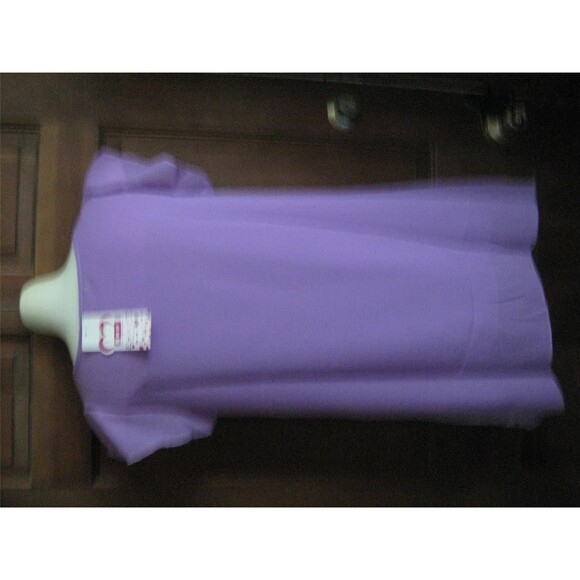 Stylish Scoop Collar Short Sleeve-Light Purple Floral Print Blouse For Women - Picture 4 of 4